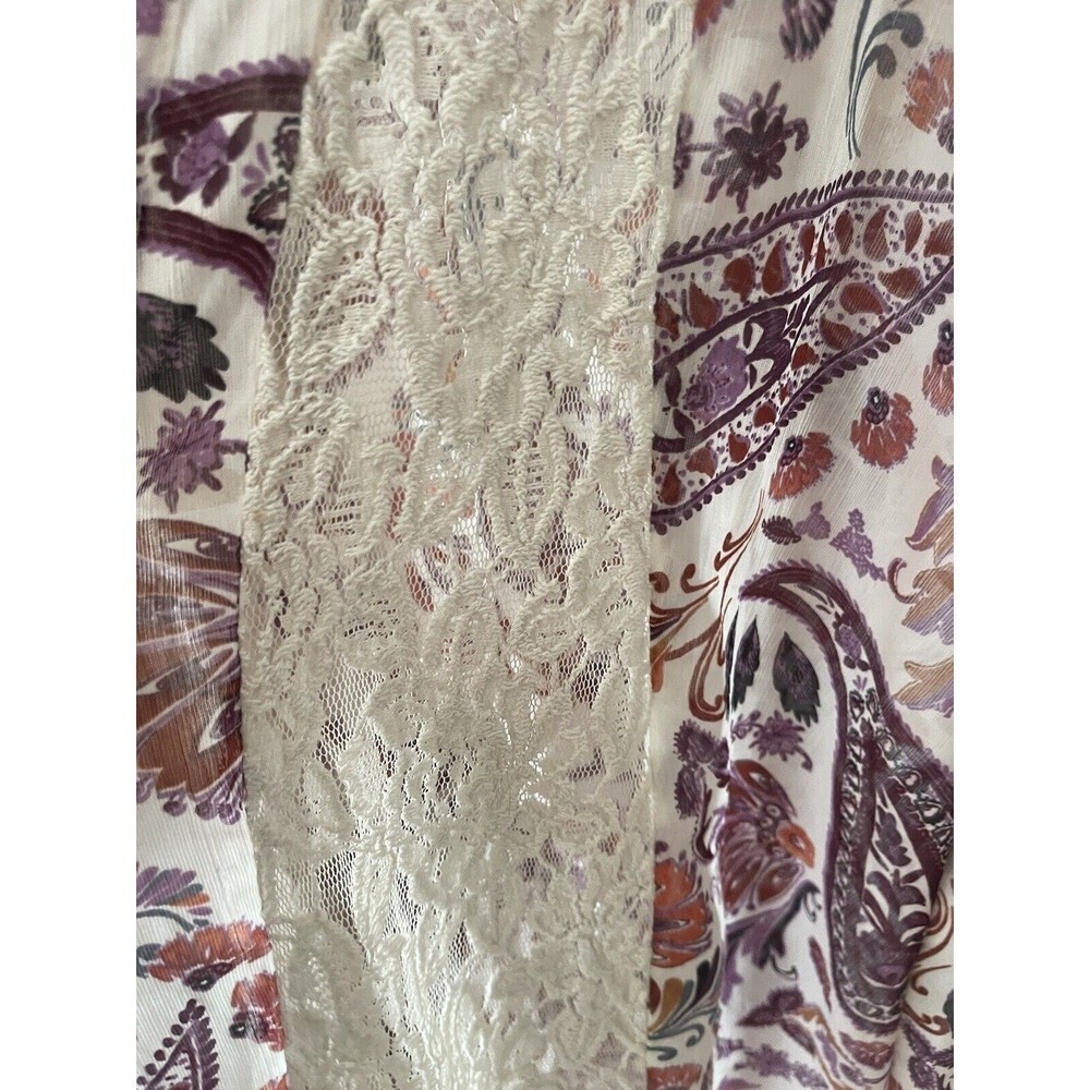 American Eagle Women’s Size XS Paisley Print Lace Trim Boho Kimono - Picture 5 of 9
